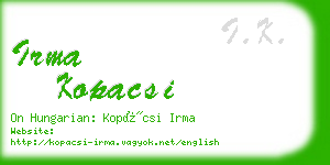 irma kopacsi business card